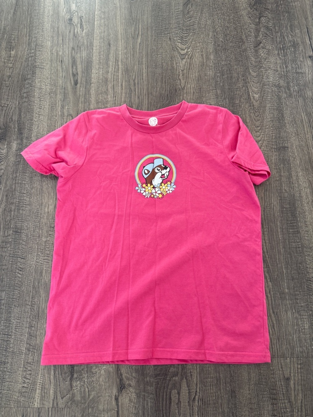 Girls' Bright Pink Short Sleeve Tee with Floral Character Graphic